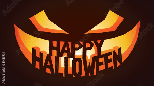 Happy Halloween Jack-o'-lantern Vector Scary Face Pumpkin CMYK