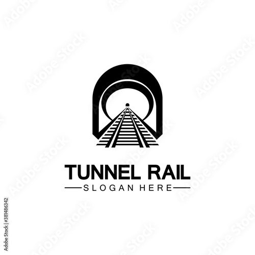 Rail with tunnel logo icon vector design template