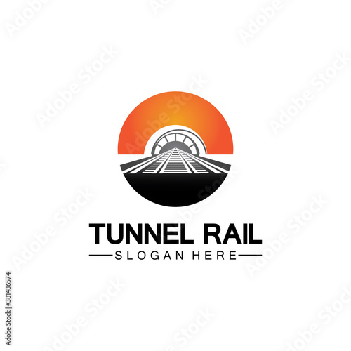 Rail with tunnel logo icon vector design template