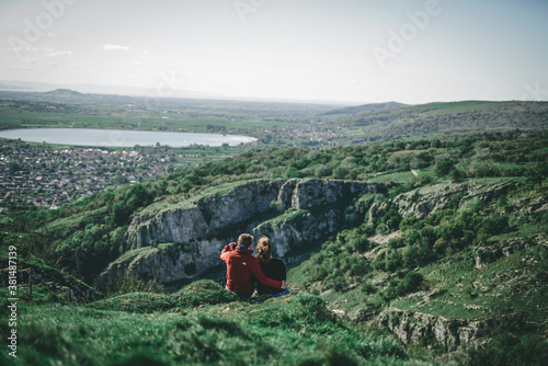 Couple admiring the view over the Cheddar Gorge.