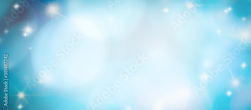 Blue Christmas Winter Background with snow and glitter Stars