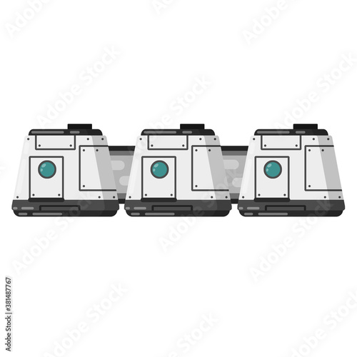 Marisan module of Spacecraft and living quarters. Future and science. Colony base of astronaut on Mars. Flat cartoon. Space flight and modern colonization technologies