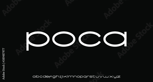 modern geometric sans serif futuristic font alphabet vector set	

