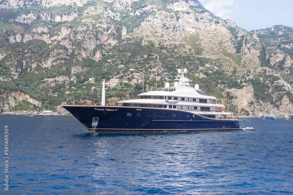 Luxury yacht on the Amalfi Coast near Positano, Italy Luxury yacht on the Amalfi Coast near Positano, Italy