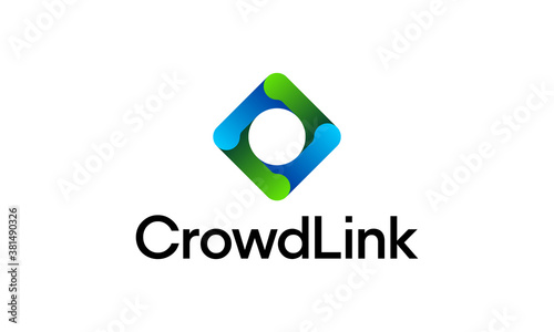 crowd link circle and square logo design template