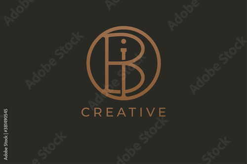 Abstract initial letter I and B logo,usable for branding and business logos, Flat Logo Design Template, vector illustration