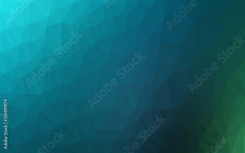 Dark Blue, Green vector shining triangular background. Glitter abstract illustration with an elegant design. Triangular pattern for your business design.