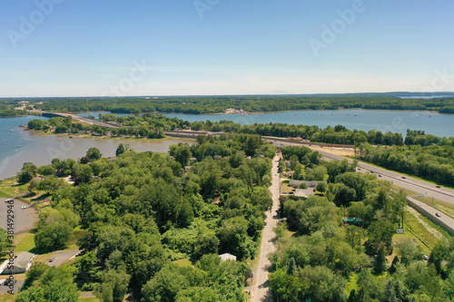 Aerial Drone Photography Of Downtown Newington, NH (New Hampshire) During The Summer