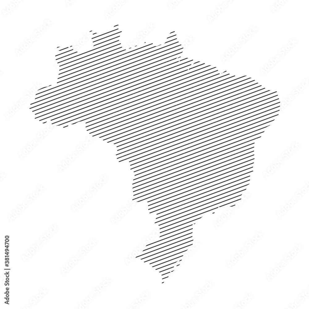 lines map of Brazil isolated on white background	
