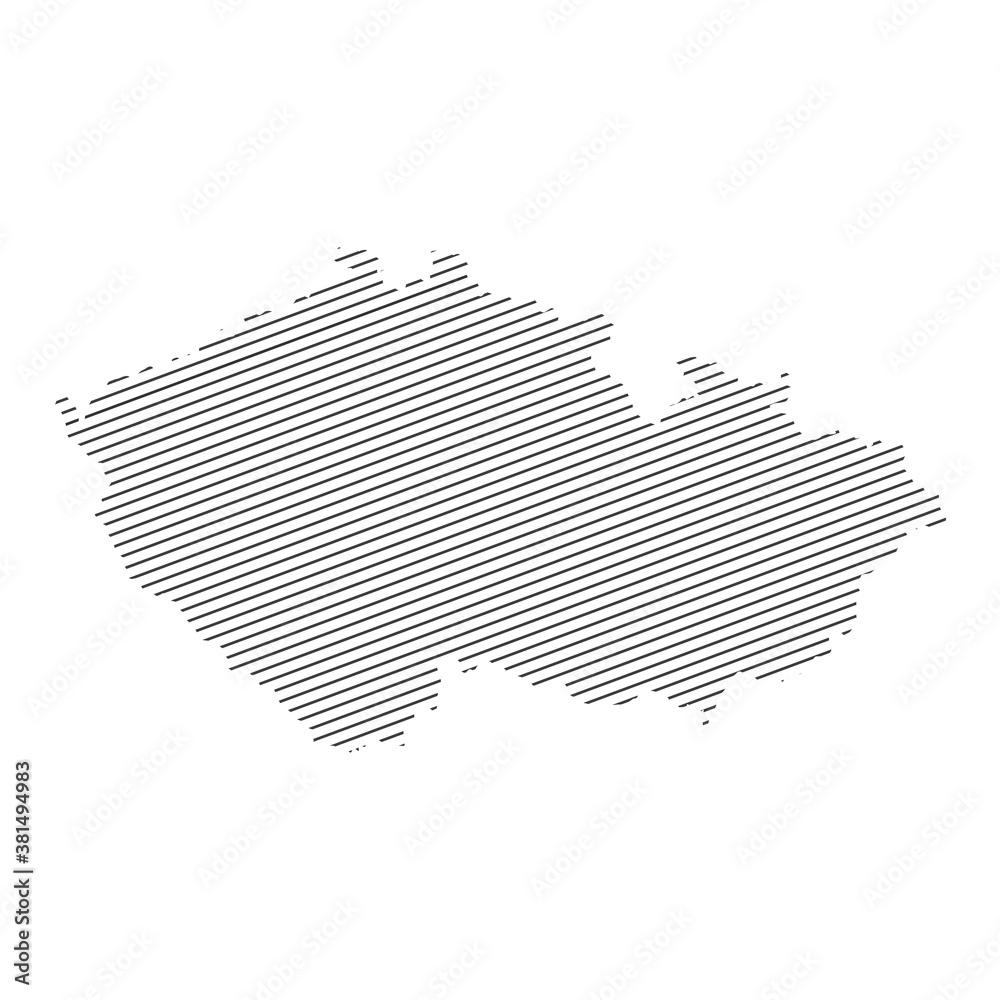 lines map of Czech Republic isolated on white background	
