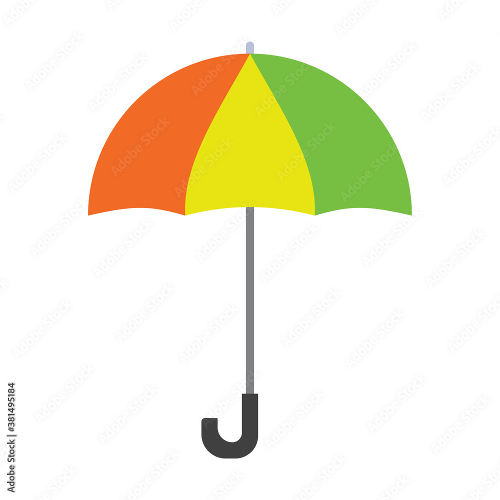 Colorful umbrella in flat style isolated on white background.