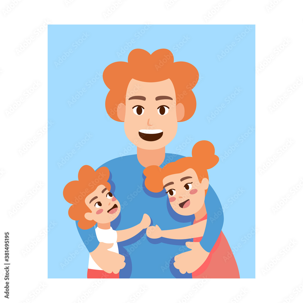 Isolated father day sons baby cartoon - Vector Isolated father day sons baby cartoon - Vector