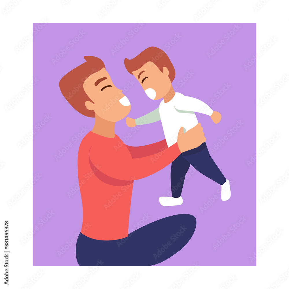 Isolated father day boy baby cartoon - Vector Isolated father day boy baby cartoon - Vector