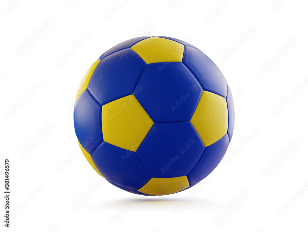 a soccer ball in the colors of the European flag 3d-illustration