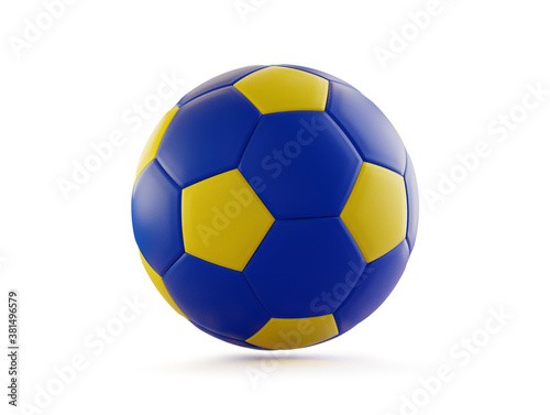 a soccer ball in the colors of the European flag 3d-illustration