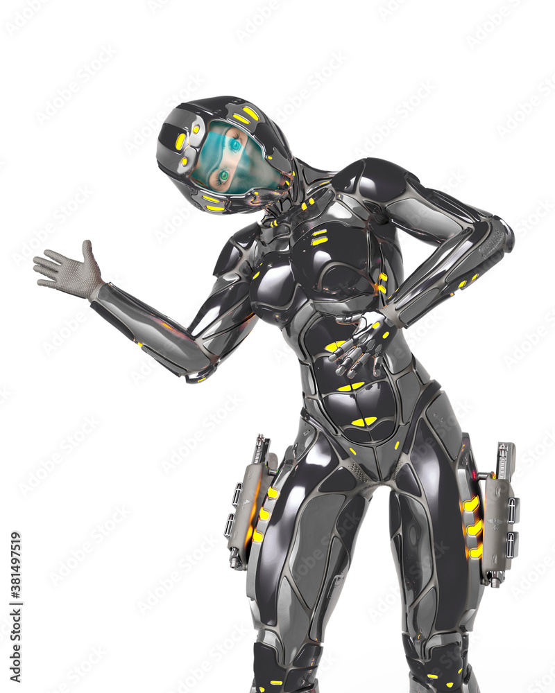 astronaut girl on sci-fi suit is dancing like a robot astronaut girl on sci-fi suit is dancing like a robot