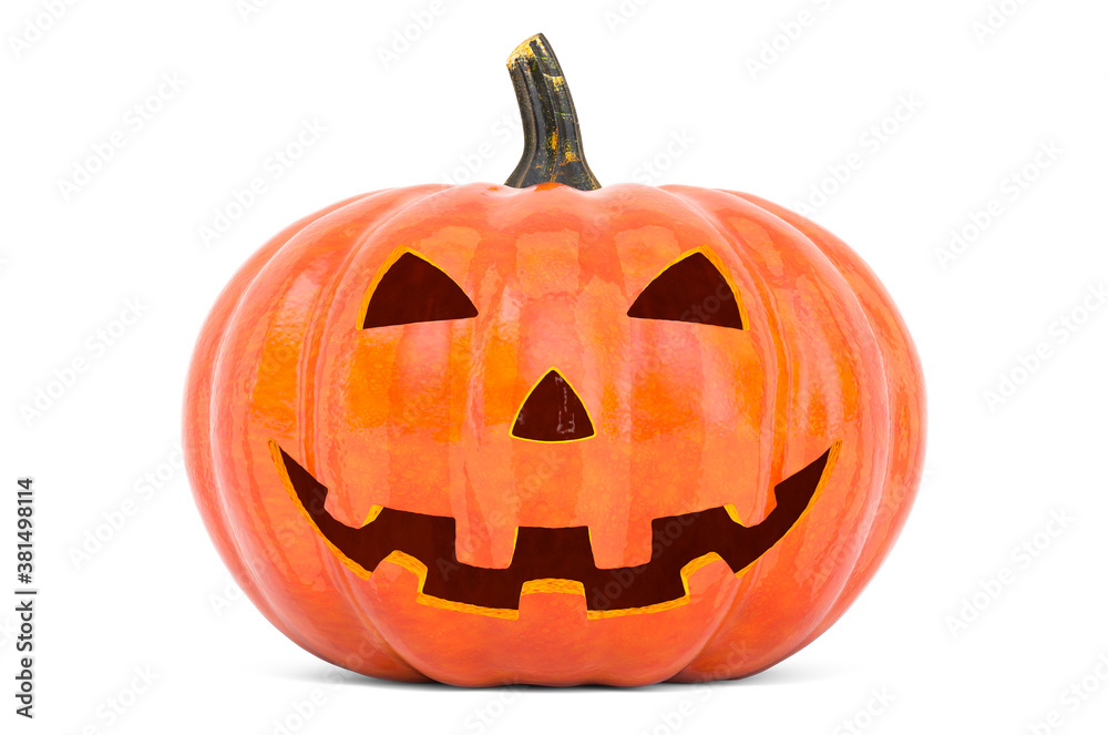 Halloween pumpkin with carved evil face, 3D rendering Halloween pumpkin with carved evil face, 3D rendering