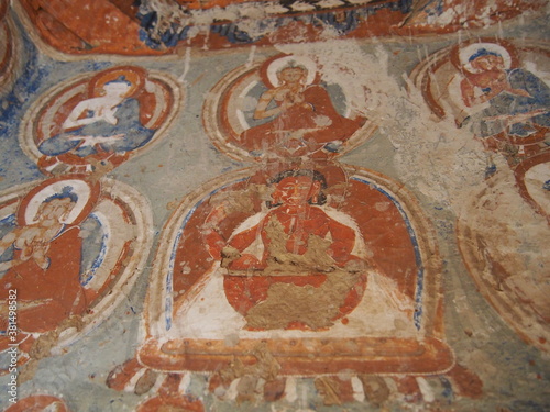 Historic and beautiful Buddhist art, Alchi Choskhor Gompa, Alchi, Leh, Ladakh, Jammu and Kashmir, India