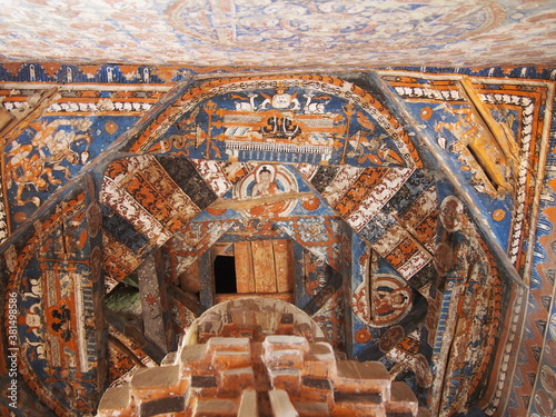 Historic and beautiful Buddhist art, Alchi Choskhor Gompa, Alchi, Leh, Ladakh, Jammu and Kashmir, India photo