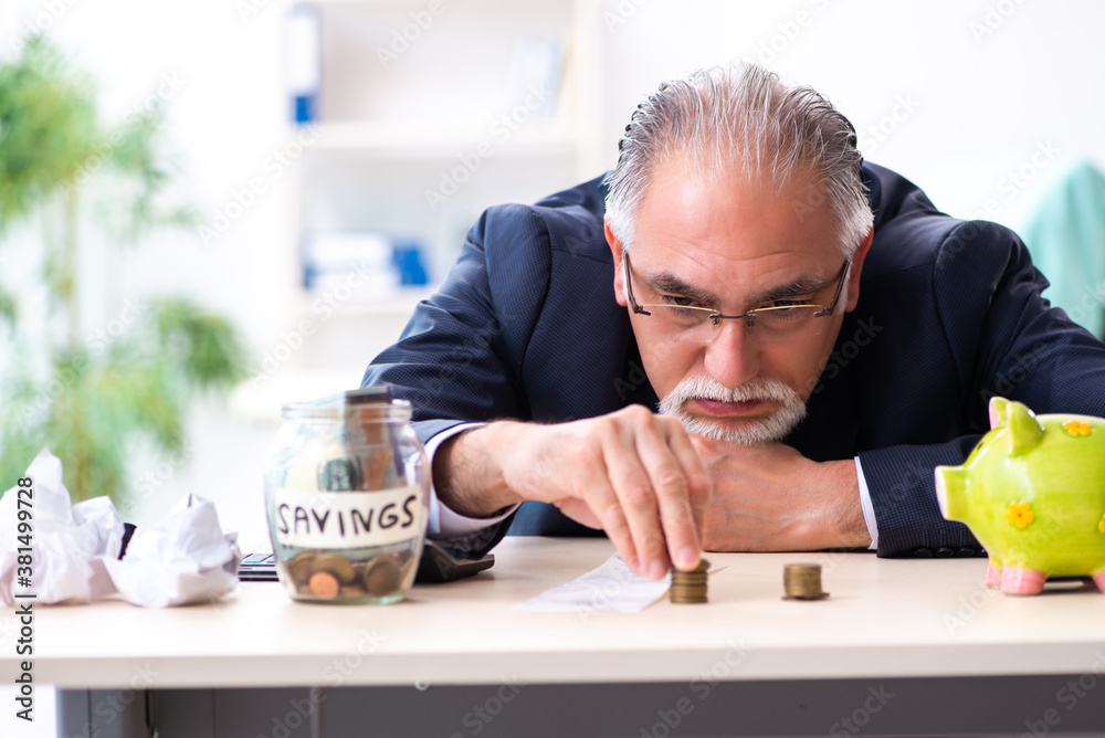 Old male accountant in budget planning concept Old male accountant in budget planning concept