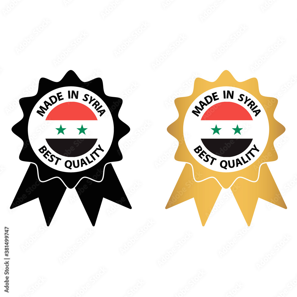 Obraz premium made in Syria vector stamp. badge with Syria flag 