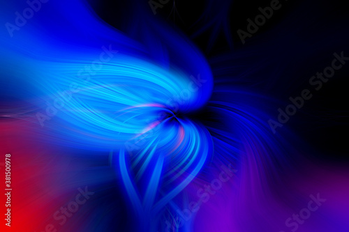 Abstract blue illustration. Interesting, swirling, abstract background or texture with shades flowing outwards. Modern Fractal Floral Leaf