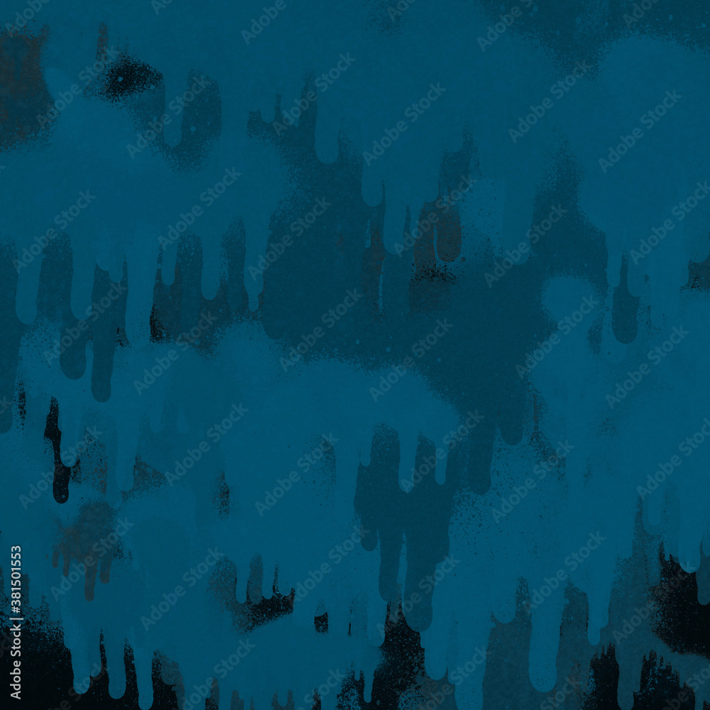 Fototapeta premium Blue spray paint ink texture. Graffiti painting on the wall. Street art and vandalism. Digitally airbrushed paper background.