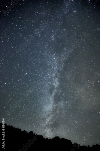 Milky Way Stars's On Night Sky From Nebrodi Park, Landmark Of Sicily Tourism Outdoor Activity