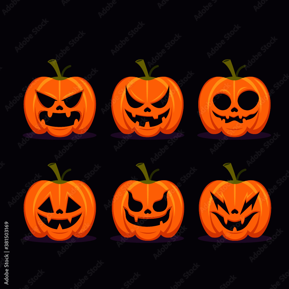 Collection of halloween pumpkins flat design free vector Collection of halloween pumpkins flat design free vector