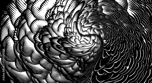 Abstract monochrome spiral art illustration BG