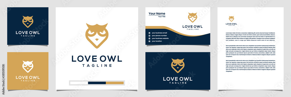 Creative love owl logo business card and letterhead Creative love owl logo business card and letterhead