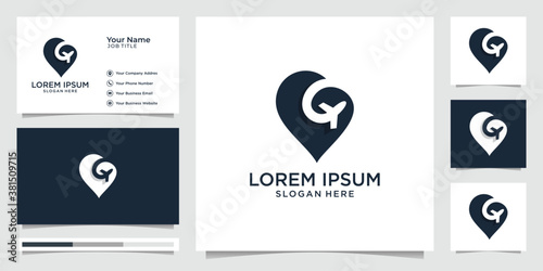 Creative love travel logo. heart love and traveling design. template and business card. Premium Vector