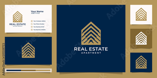 Logo real estate . construction , home,apartment,modern home,building. logo design template and business card.Premium Vector