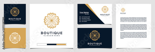 Ornament circle concept logo with line art style. infinity circle symbol rounded ornament monogram logo. business card and letterhead