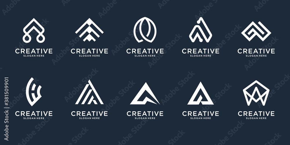 monogram letter A logo design template. icons for business of luxury, elegant, simple. Premium Vector
