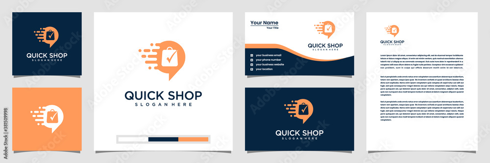 Creative quick shop logo template. logo business card and letterhead