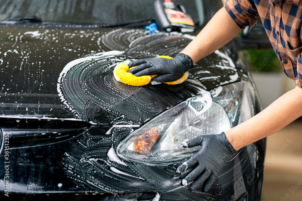washing black car Stock Photo Adobe Stock