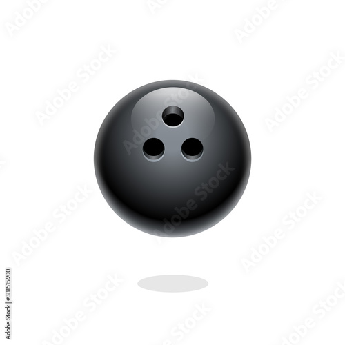 Bowling ball. Bowling icon. Sport game. Bowling game. Bowling club, tournaments. Sport icon. Skittles with ball. Black ball. Realistic black sphere. Vector illustration. Transparent background.