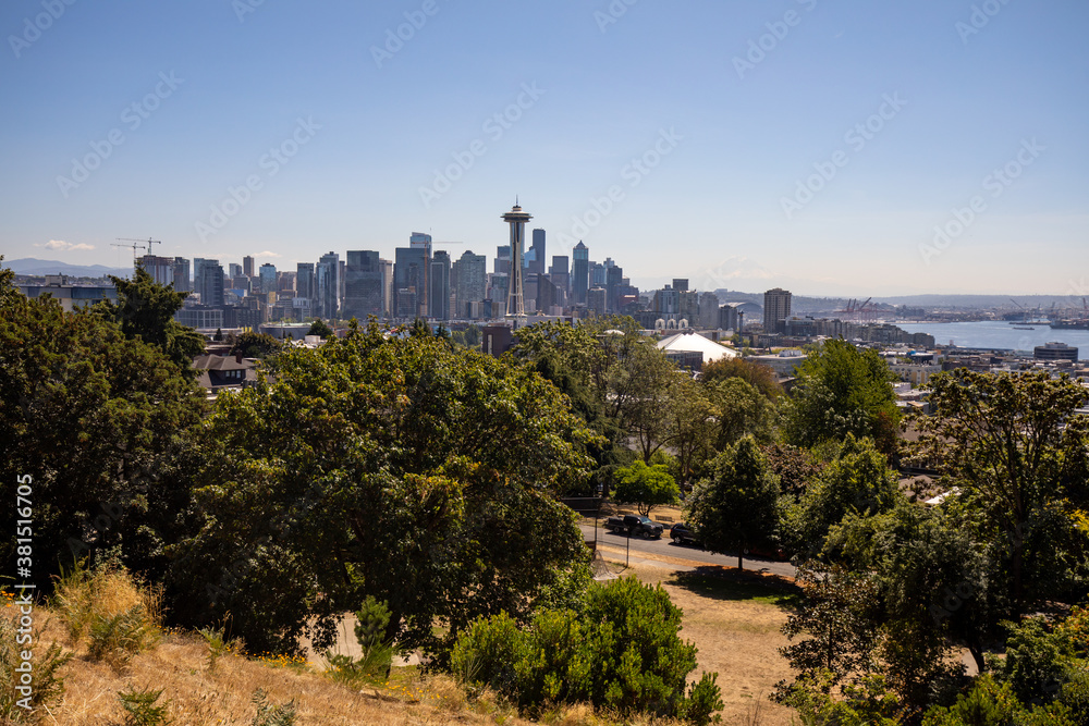 Skyline of Seattle in summer. View from Kerry Park.