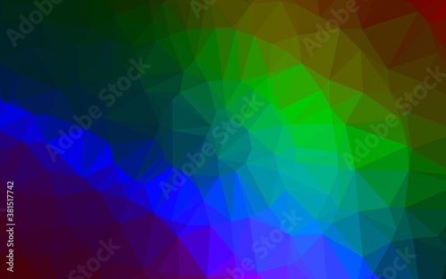 Dark Multicolor, Rainbow vector shining triangular background. An elegant bright illustration with gradient. Triangular pattern for your business design.