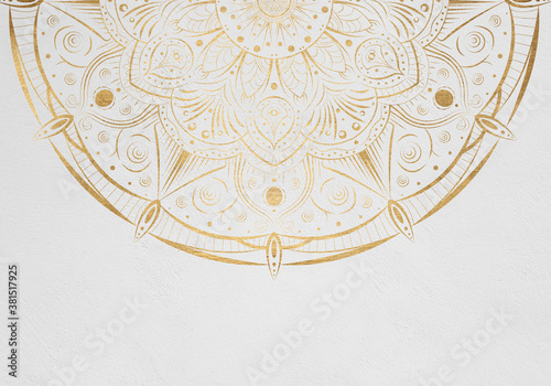 Wallpaper Mural Vintage greeting card with golden Mandala. Great for invitation, flyer, menu, brochure, postcard, wallpaper, decoration, or any desired idea. Torontodigital.ca