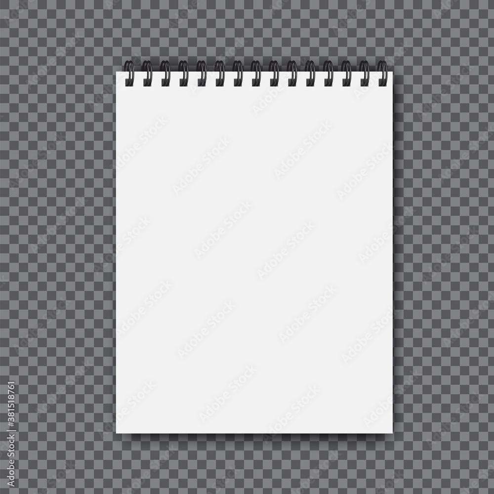 Spiral notepad at the top. Blank notebook for notes. Album for drawing. Vector illustration. Stock image. Spiral notepad at the top. Blank notebook for notes. Album for drawing. Vector illustration. Stock image.