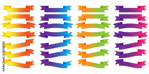 Banner ribbons. Multi-colored ribbons. A set of long pennants. Vector illustration. Stock image.