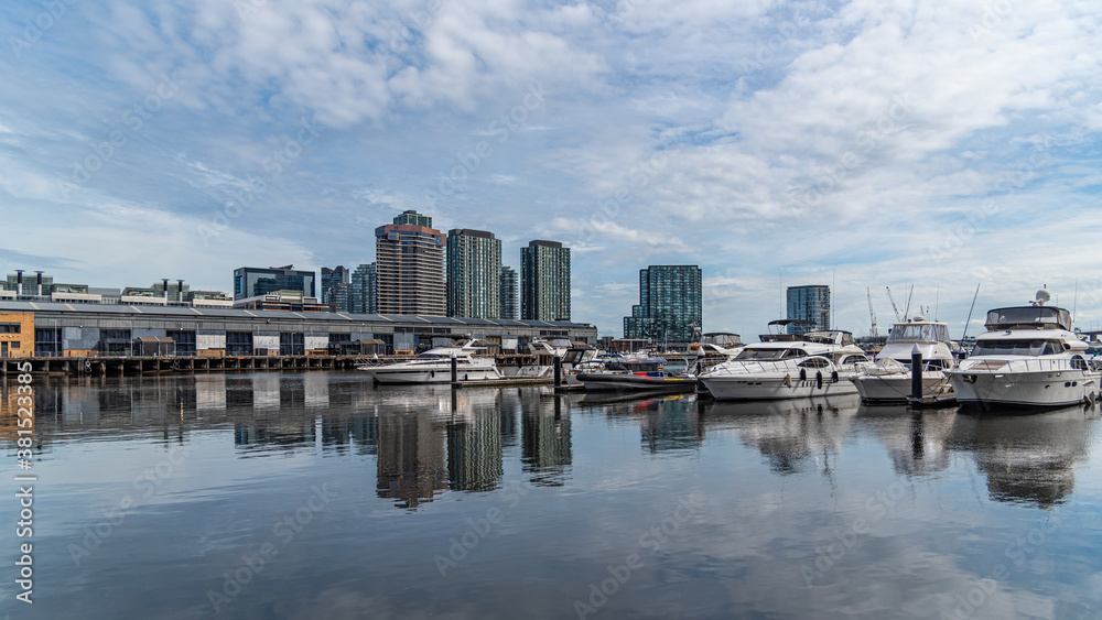 Docklands is a modern harbour development dominated by high-rises and popular for its shopping and waterside dining.