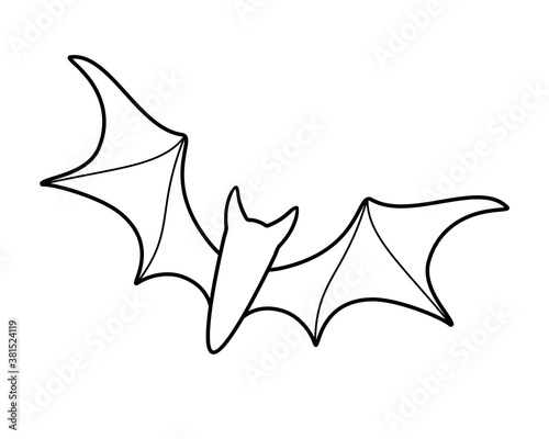 Stylized bat - linear vector illustration - element for coloring. Bat logo or icons. Outline.