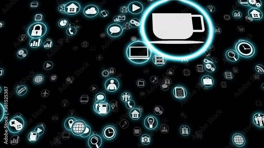Technology Icon Network Symbol Digital devices on the Internet background Technology Icon Network Symbol Digital devices on the Internet background