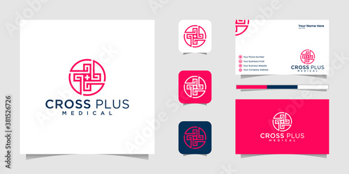 Cross plus medical logo design and business card