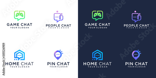 logo set chat letter logo designs in colorful modern minimalist flat for business