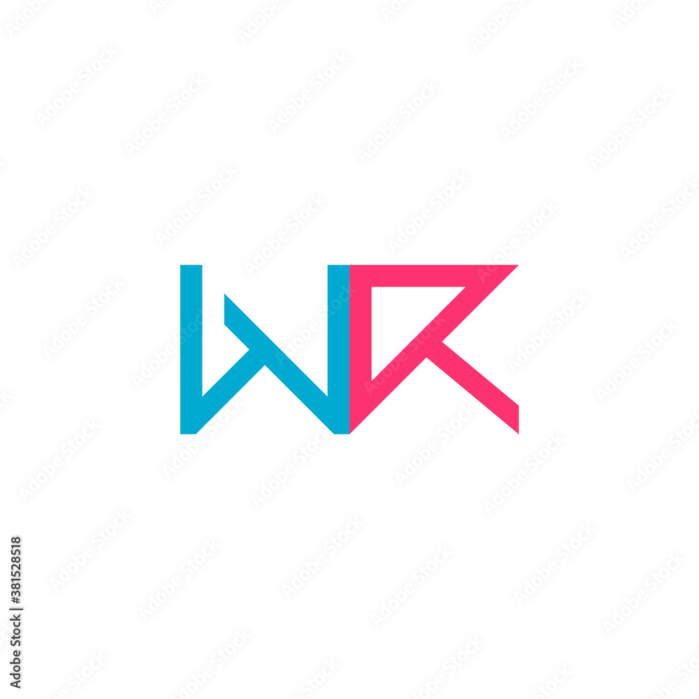 letter wr linked arrow up line geometric logo vector