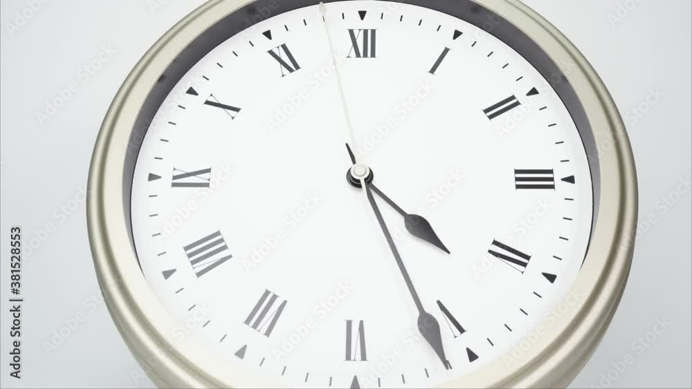 Four o'clock classic Face With Roman Numerals, Time lapse 60 minutes. Four o'clock classic Face With Roman Numerals, Time lapse 60 minutes.